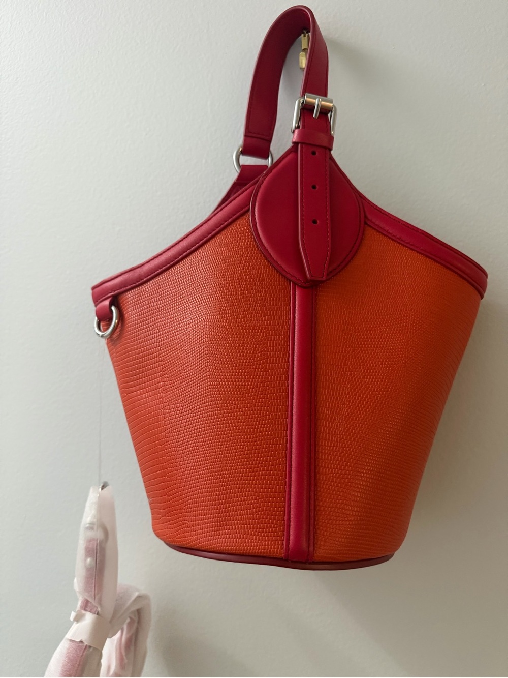 Rebecca Minkoff Orange Bucket Bag with Red Trim